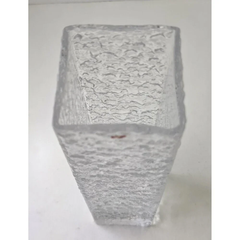 Vintage Iittala Finland Linearia Crinkle Square Vase 7.5